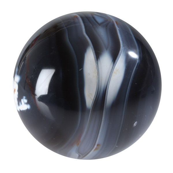 AGATE BANDÉE BLEUE, boule polie, photo Serge BRIEZ ® capmediations2014