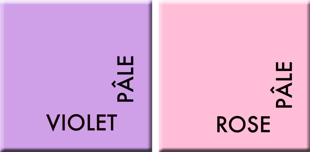 violet pâle/rose pâle, couleurs du jour du 12 au 16 juin